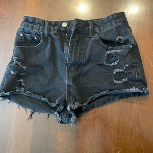 SHEIN Black Ripped Denim Shorts